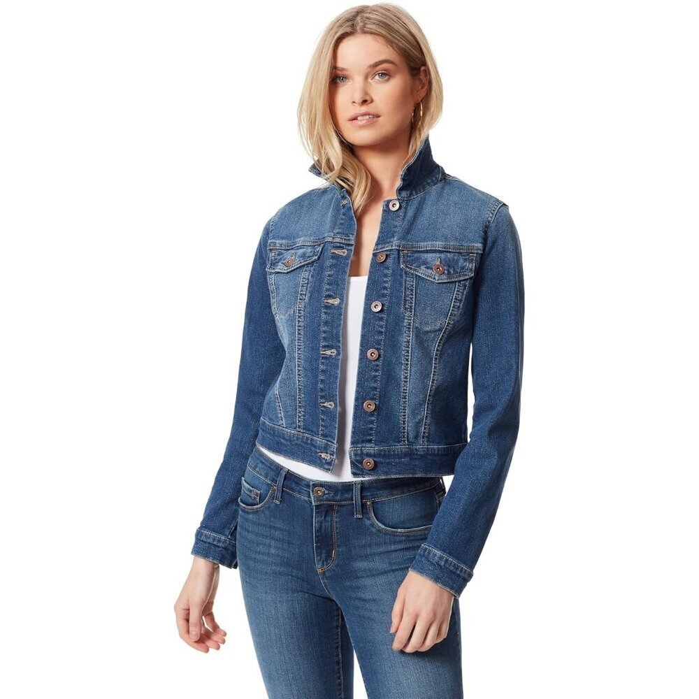 Women's Basic Pixie Classic Casual Feminine Fit Crop Jean Jacket Denim Jefford